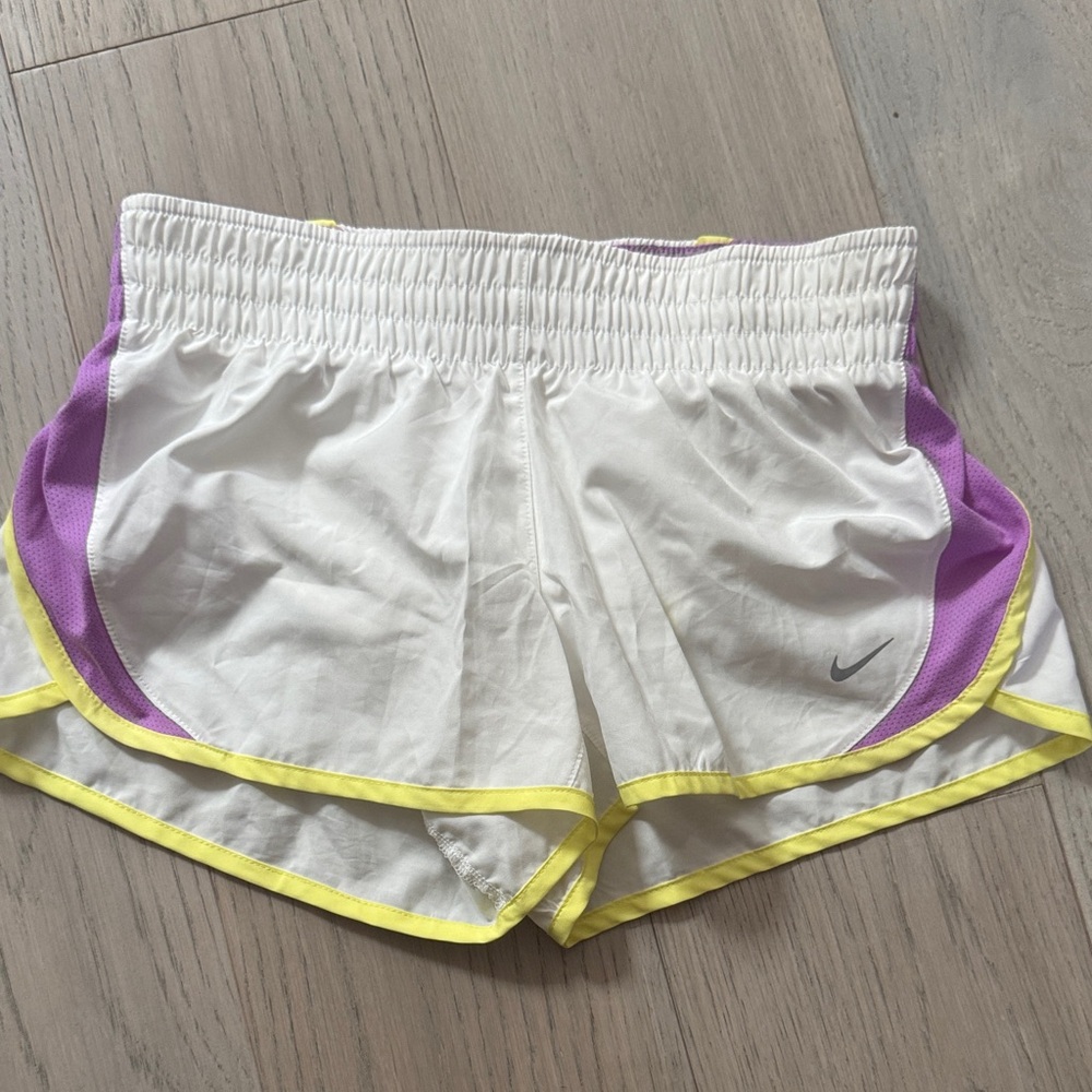 Nike Women's White and Purple Athletic Shorts